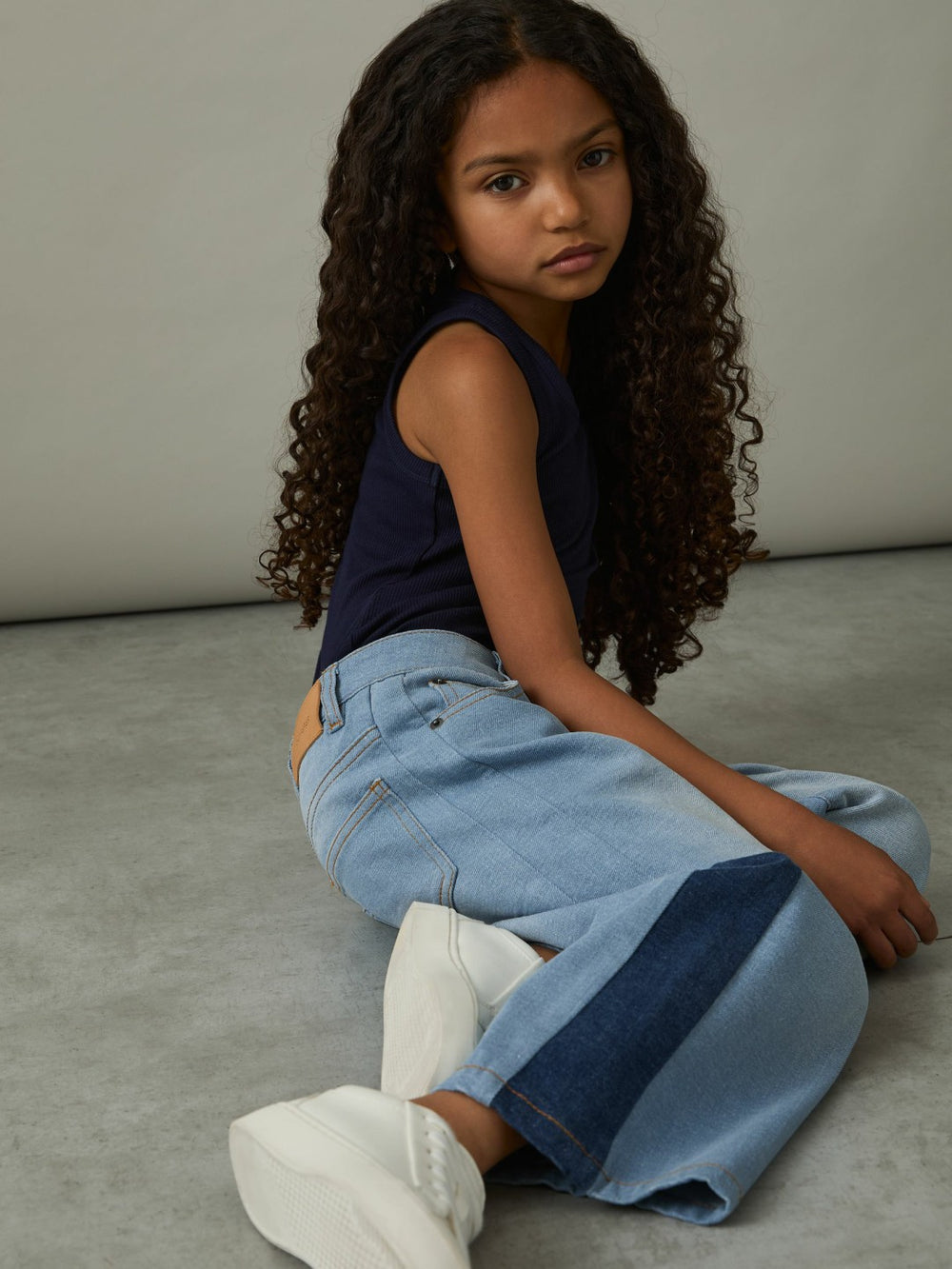 4-9 yrs Patchwork Denim Jeans Two-Tone in Blue | Reiss US