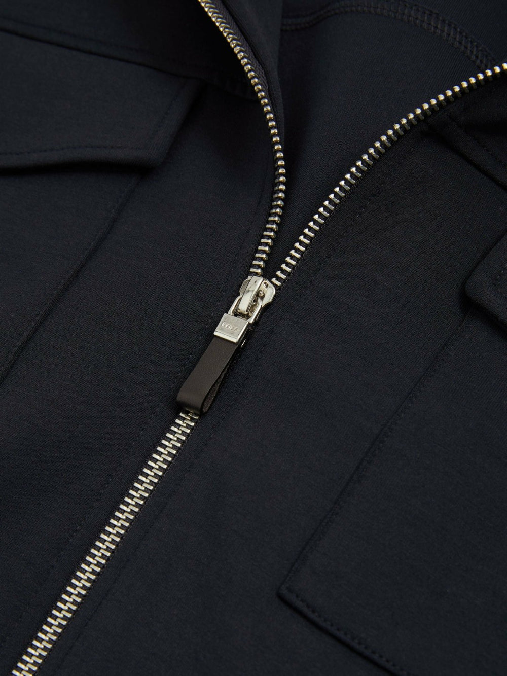 Interlock Jersey Zip-Through Jacket in Navy Blue | Reiss US