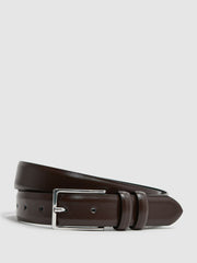 Smooth Leather Belt in Chocolate | Reiss US