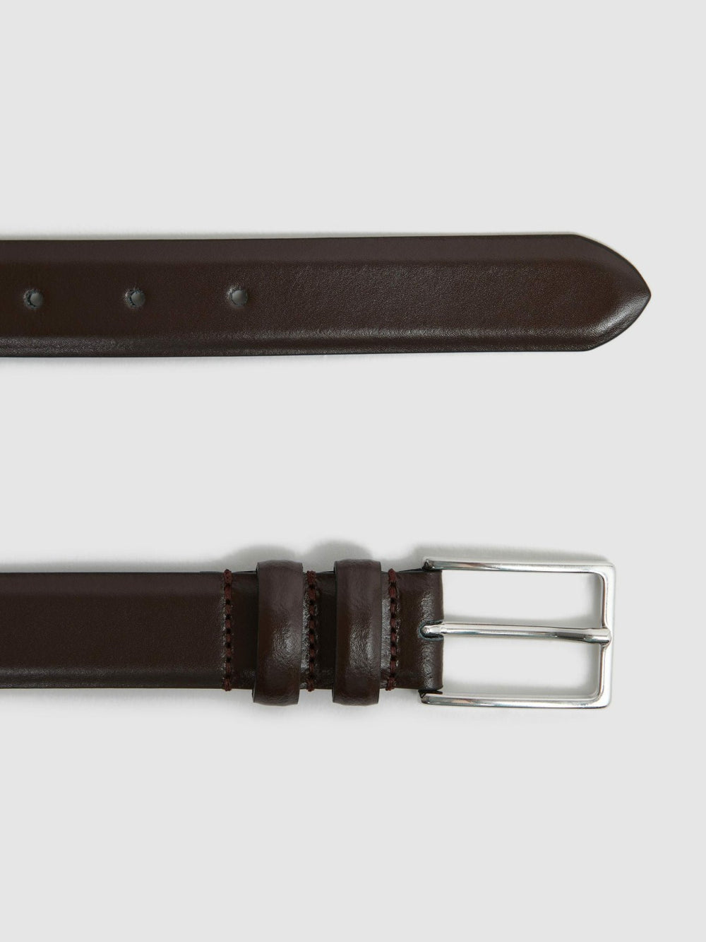 Smooth Leather Belt in Chocolate | Reiss US