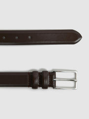 Smooth Leather Belt in Chocolate | Reiss US