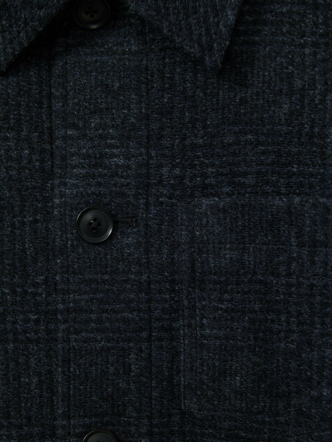 Checked Button Through Worker Jacket in Navy Melange | Reiss Discount