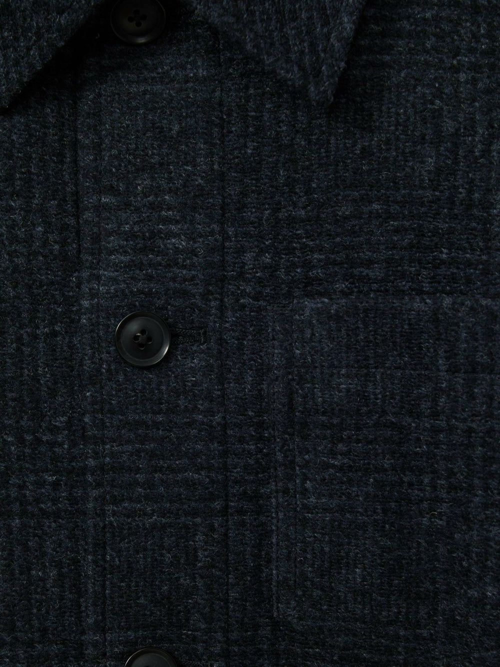 Checked Button Through Worker Jacket in Navy Melange | Reiss Discount