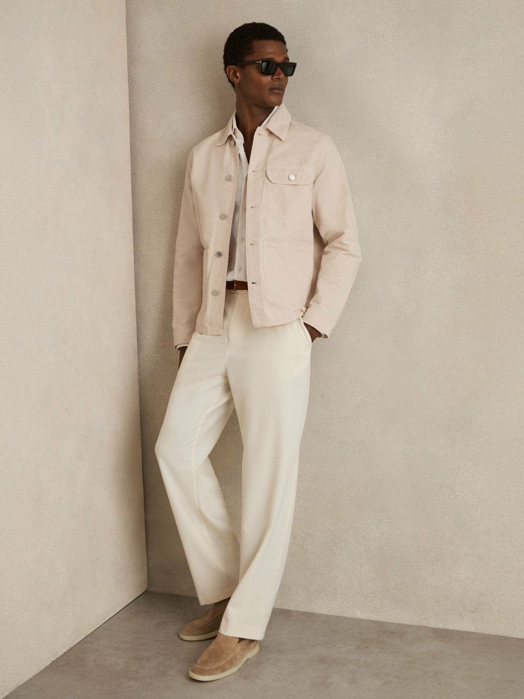 Cotton Worker Jacket in Stone | Reiss Onsale