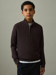 9-13 yrs Two Pack Of Merino Wool Zip-Neck Jumpers in Navy/Dark Bordeaux | Reiss Near Me