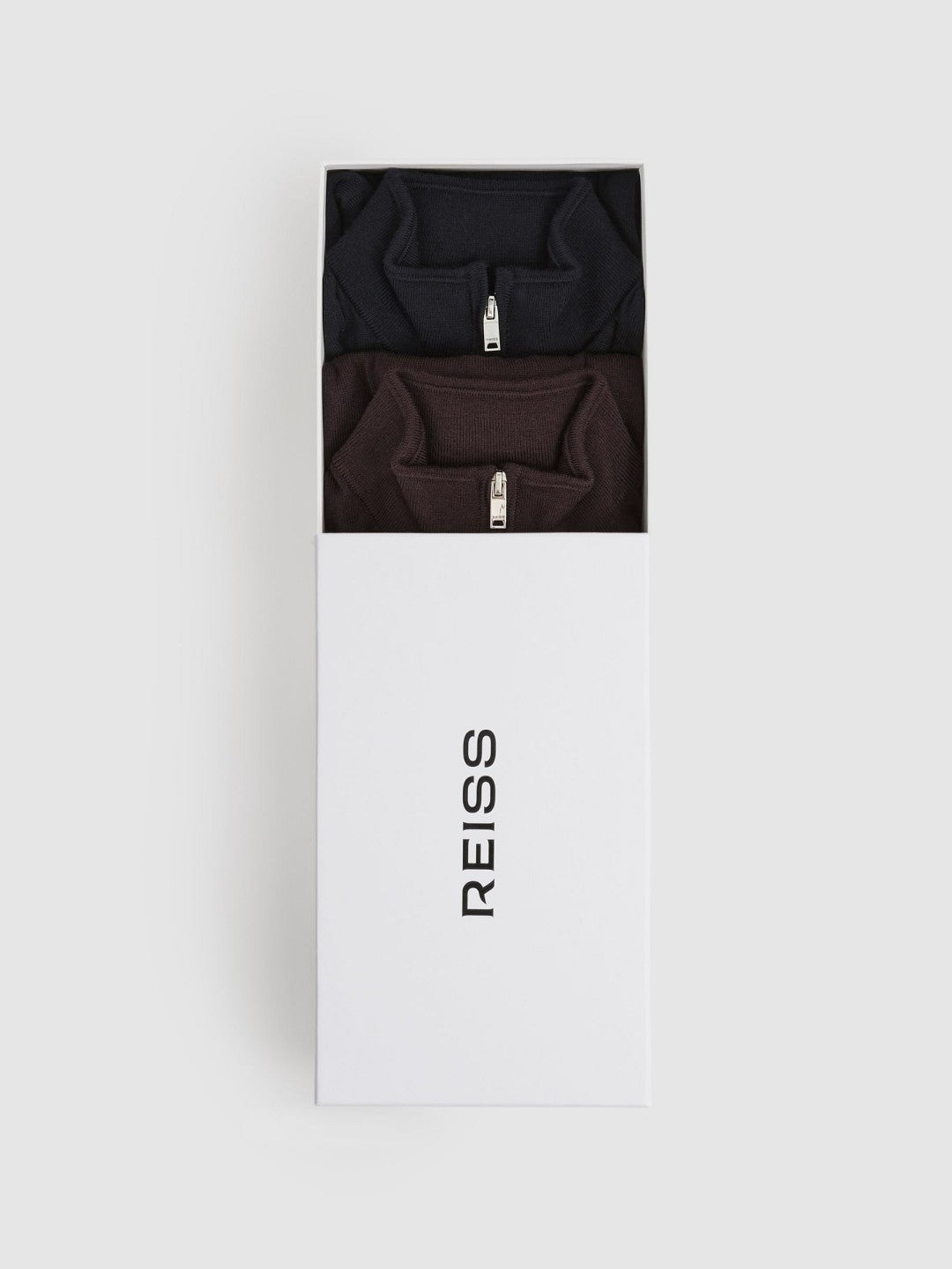 9-13 yrs Two Pack Of Merino Wool Zip-Neck Jumpers in Navy/Dark Bordeaux | Reiss Near Me
