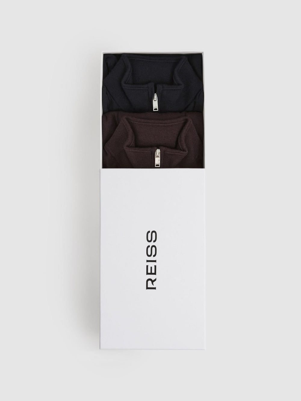 9-13 yrs Two Pack Of Merino Wool Zip-Neck Jumpers in Navy/Dark Bordeaux | Reiss Near Me