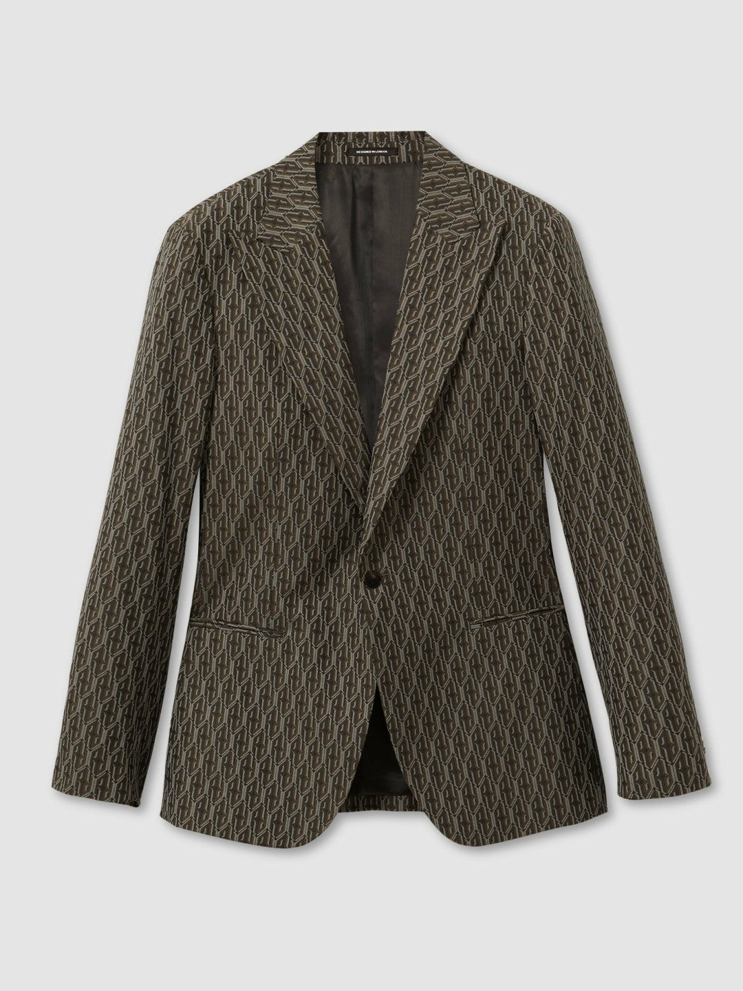 Monogram-Jacquard Twill Blazer in Chocolate Brown | Reiss Discount