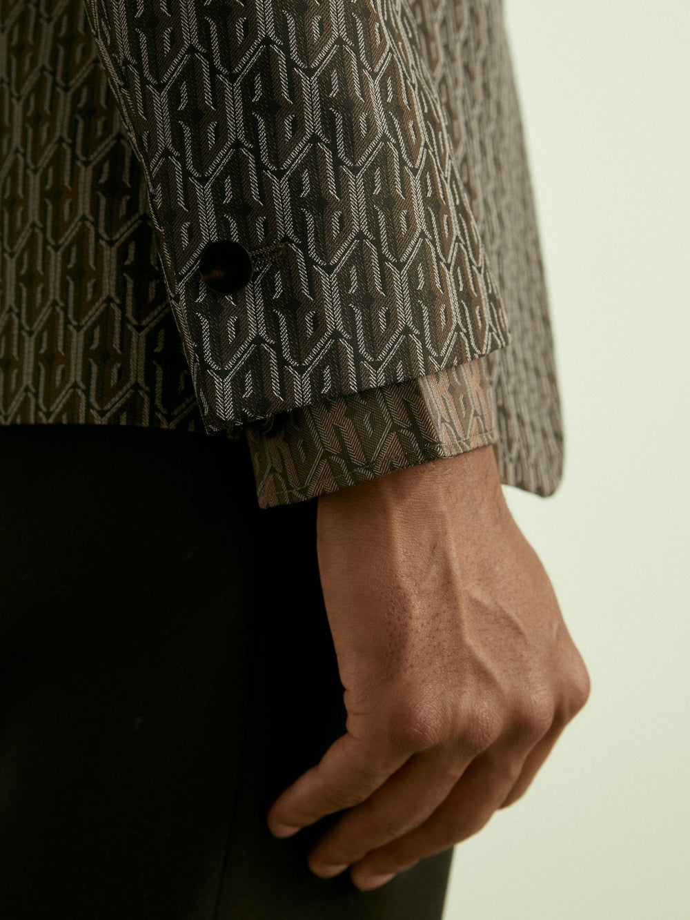 Monogram-Jacquard Twill Blazer in Chocolate Brown | Reiss Discount