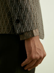 Monogram-Jacquard Twill Blazer in Chocolate Brown | Reiss Discount