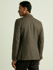 Monogram-Jacquard Twill Blazer in Chocolate Brown | Reiss Discount