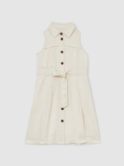 9-13 yrs Tie-Waist Collared Dress in Ivory | Reiss For Sale