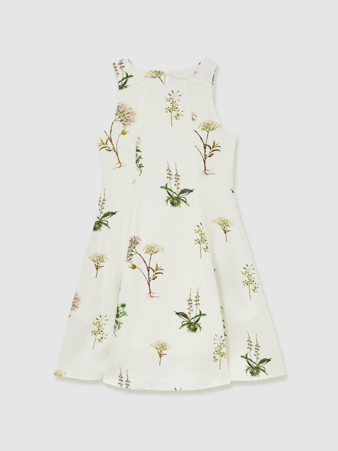 9-13 yrs  | NYBG Linen Floral Flared Dress in Ivory | Reiss USA