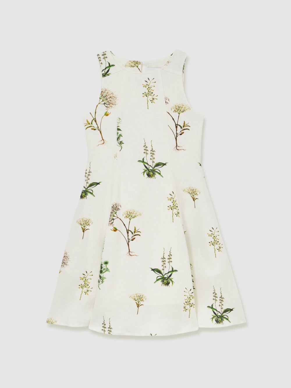 9-13 yrs  | NYBG Linen Floral Flared Dress in Ivory | Reiss USA