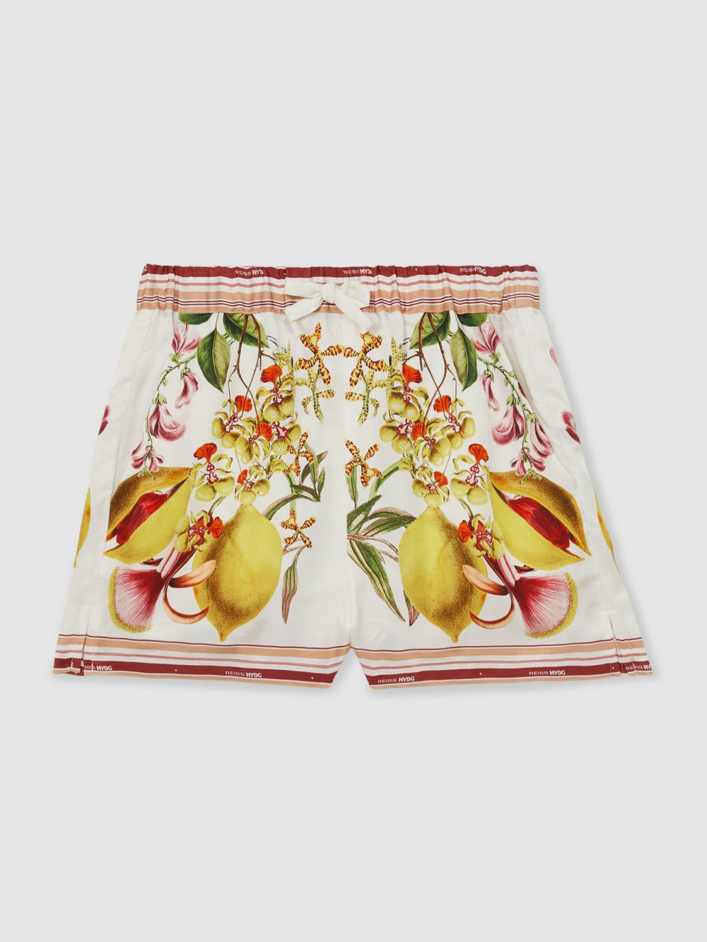 13-14 yrs  | NYBG Satin Floral-Print Shorts in Ivory | Reiss Onsale