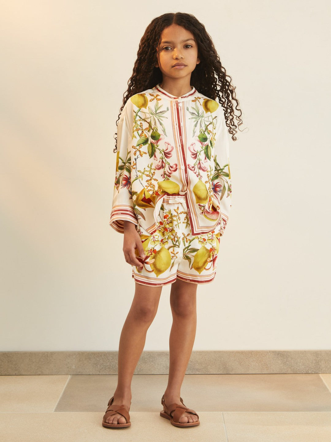 13-14 yrs  | NYBG Satin Floral-Print Shorts in Ivory | Reiss Onsale