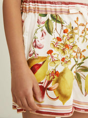 13-14 yrs  | NYBG Satin Floral-Print Shorts in Ivory | Reiss Onsale