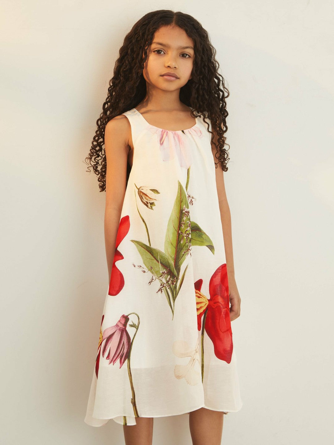 13-14 yrs  | NYBG Floral Maxi Dress With Linen in Ivory | Reiss US