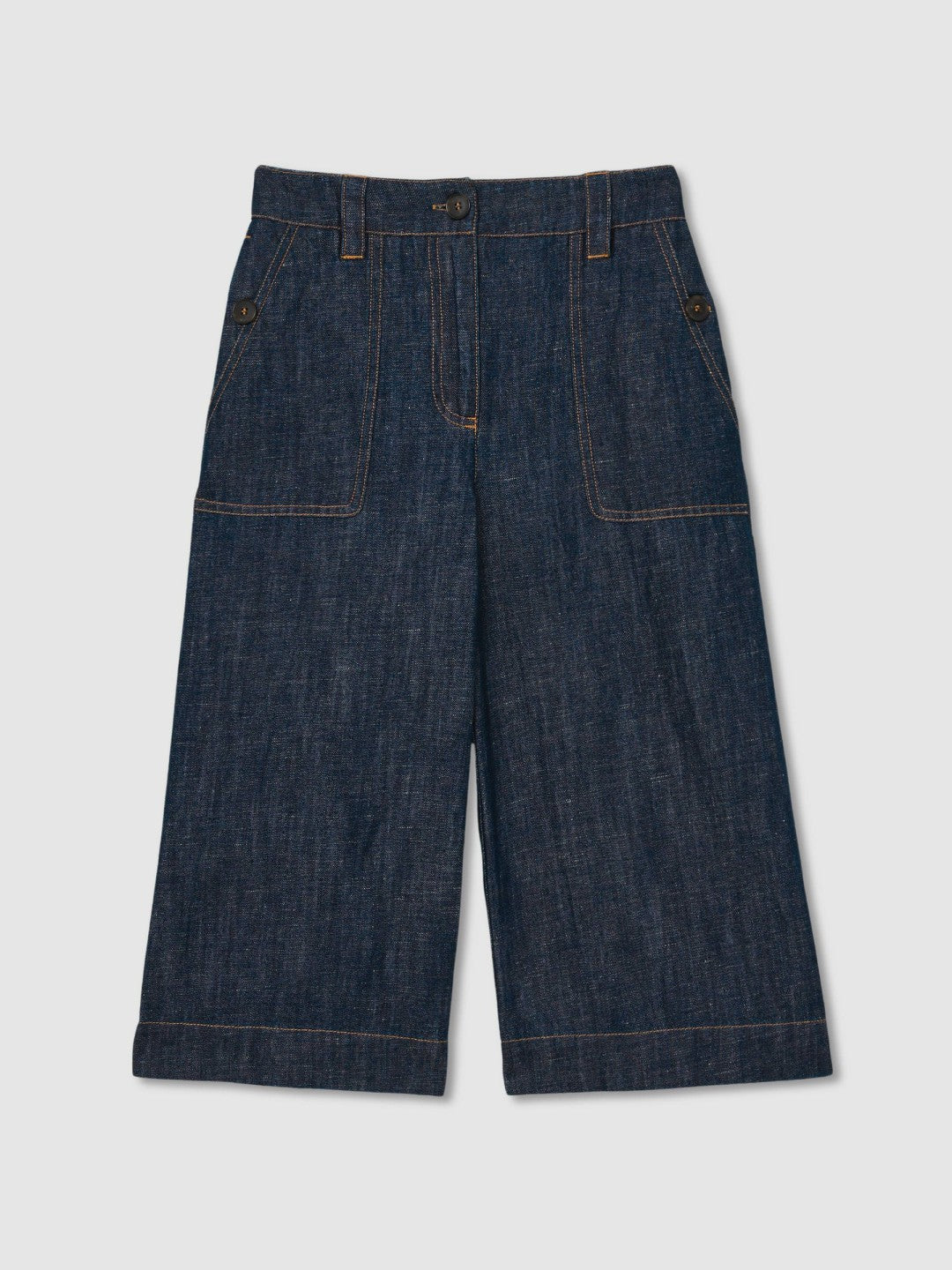 9-13 yrs Cotton-Linen Wide Leg Trousers in Indigo | Reiss For Sale