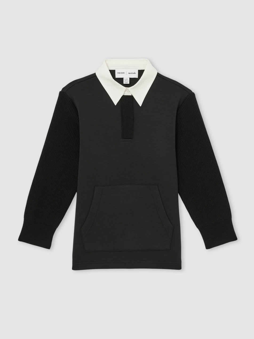 13-14 yrs  | Les 100 Ciels Polo Sweatshirt in Black | Reiss For Sale