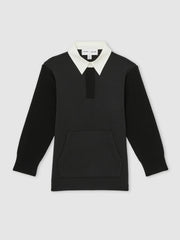 13-14 yrs  | Les 100 Ciels Polo Sweatshirt in Black | Reiss For Sale