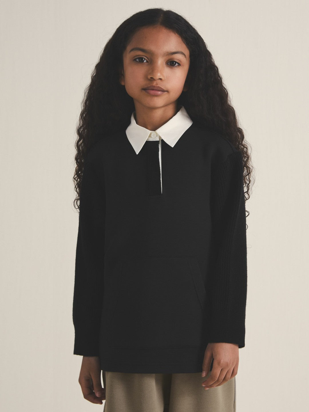 13-14 yrs  | Les 100 Ciels Polo Sweatshirt in Black | Reiss For Sale