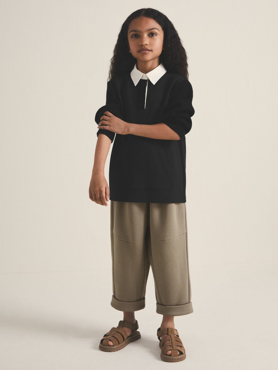 13-14 yrs  | Les 100 Ciels Polo Sweatshirt in Black | Reiss For Sale