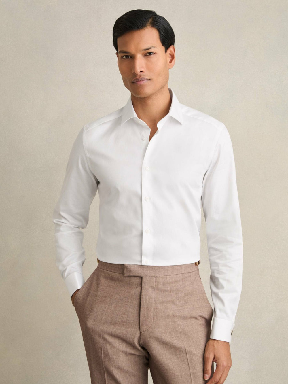 Slim Fit Slim-Fit Cotton-Sateen Shirt in White | Reiss For Sale