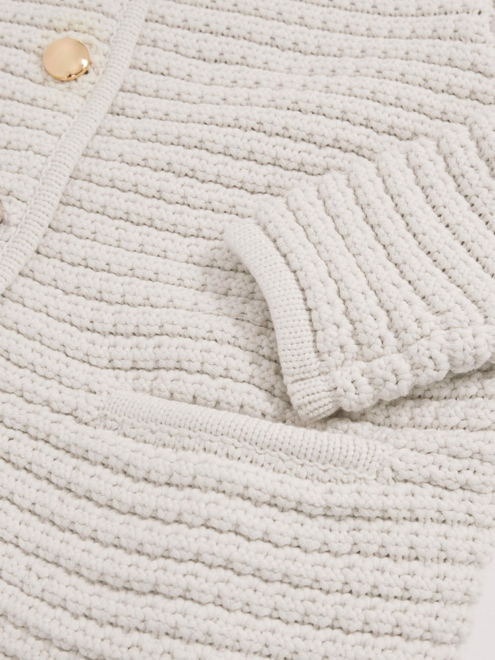 Paige Textured-Knit Cardigan in Ivory | Reiss Sale