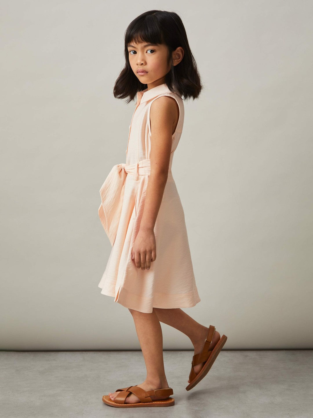 9-13 yrs Tie-Waist Collared Dress in Pink | Reiss Sale
