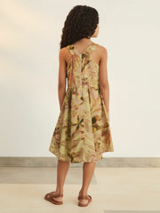 9-13 yrs  | NYBG Floral-Print Midi Dress in Khaki | Reiss Onsale