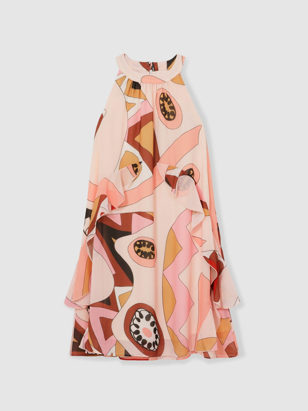 13-14 yrs Printed Ruffle-Trim Dress in Pink | Reiss Discount