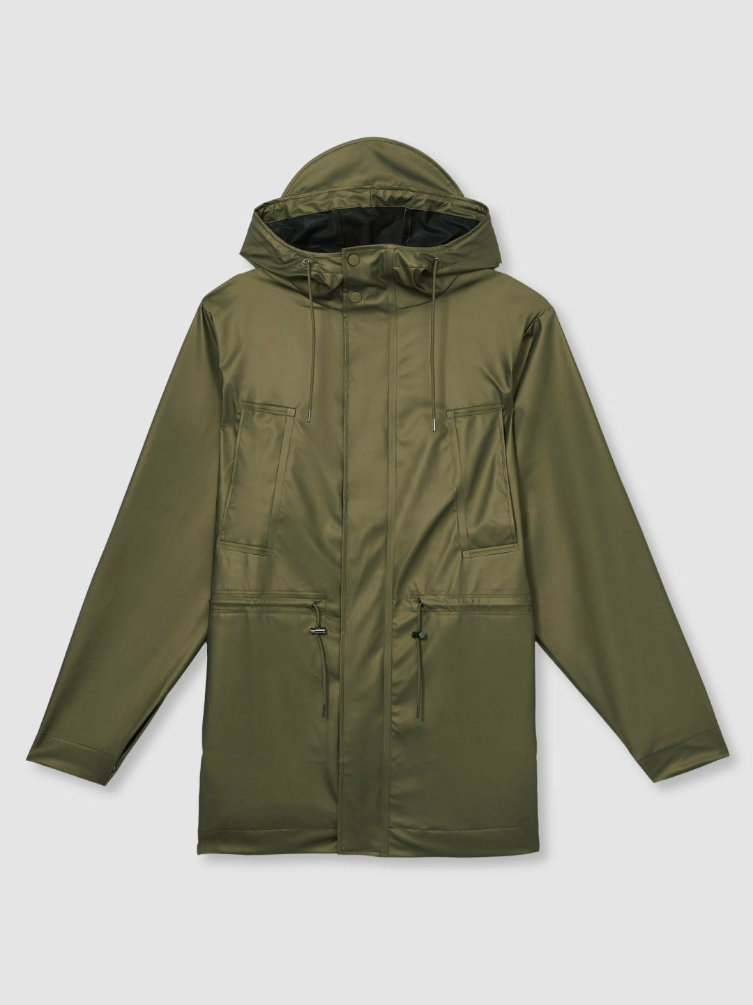 Rains Long Hooded Jacket in Revel Brass Green | Reiss Near Me