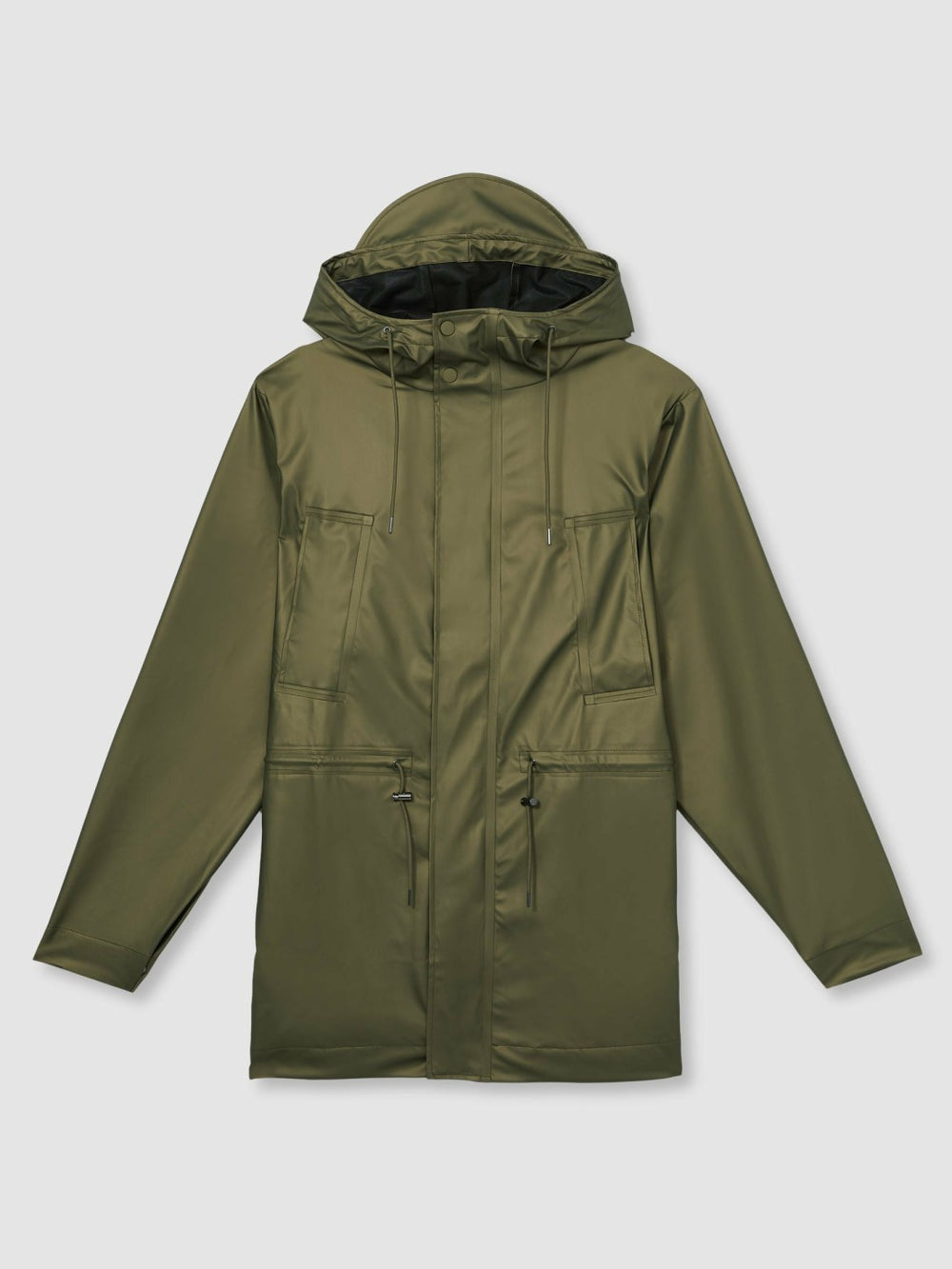 Rains Long Hooded Jacket in Revel Brass Green | Reiss Near Me