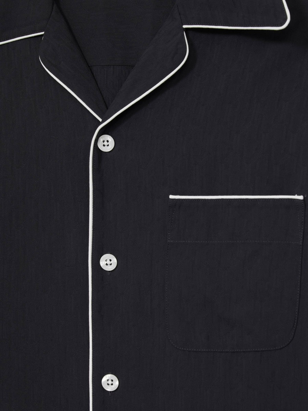 Cuban Collar Shirt with Piping Detail Shirt in Navy | Reiss Discount