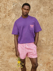 | Ché Stripe Swim Shorts in Pink/White | Reiss