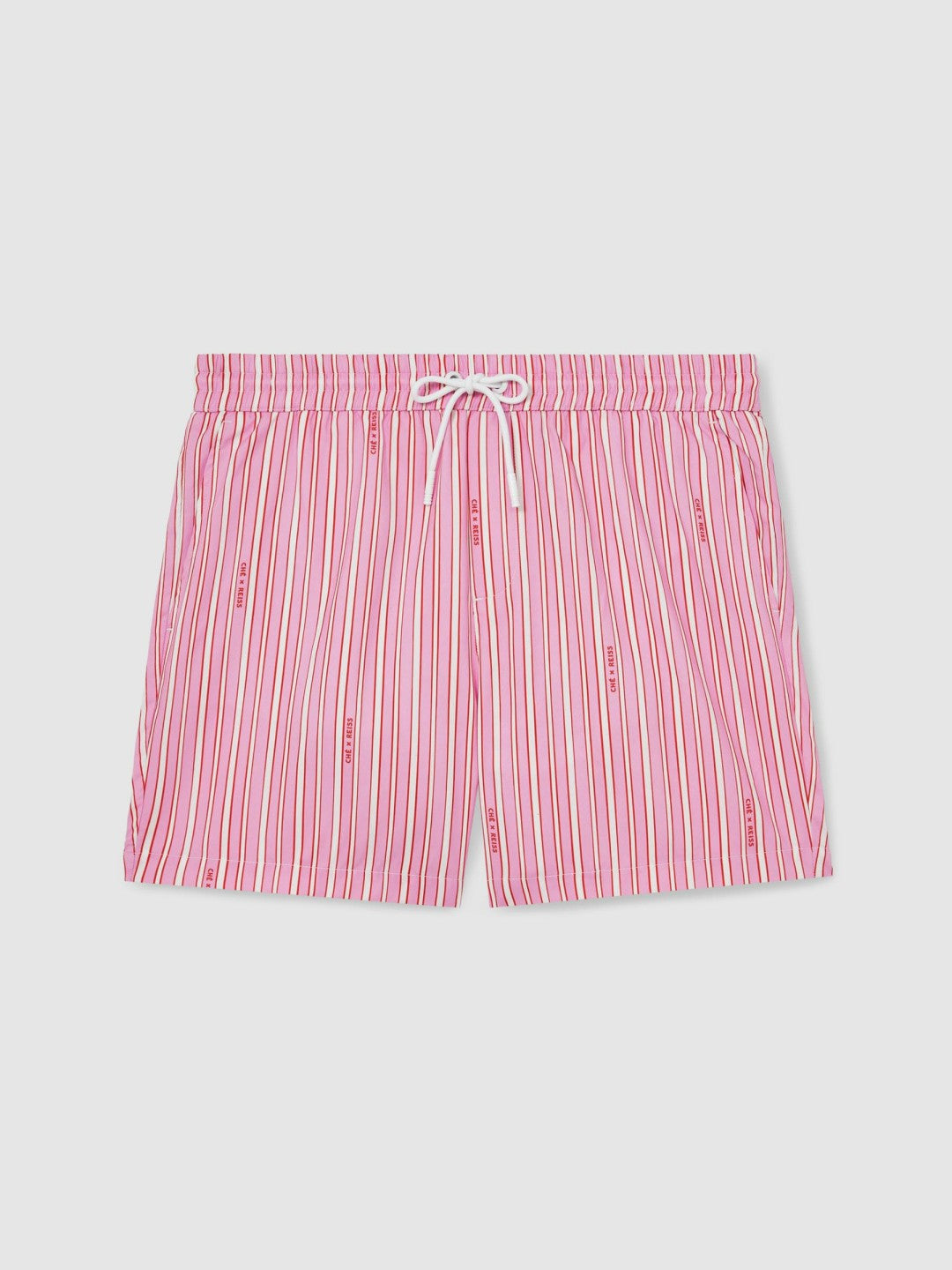 | Ché Stripe Swim Shorts in Pink/White | Reiss