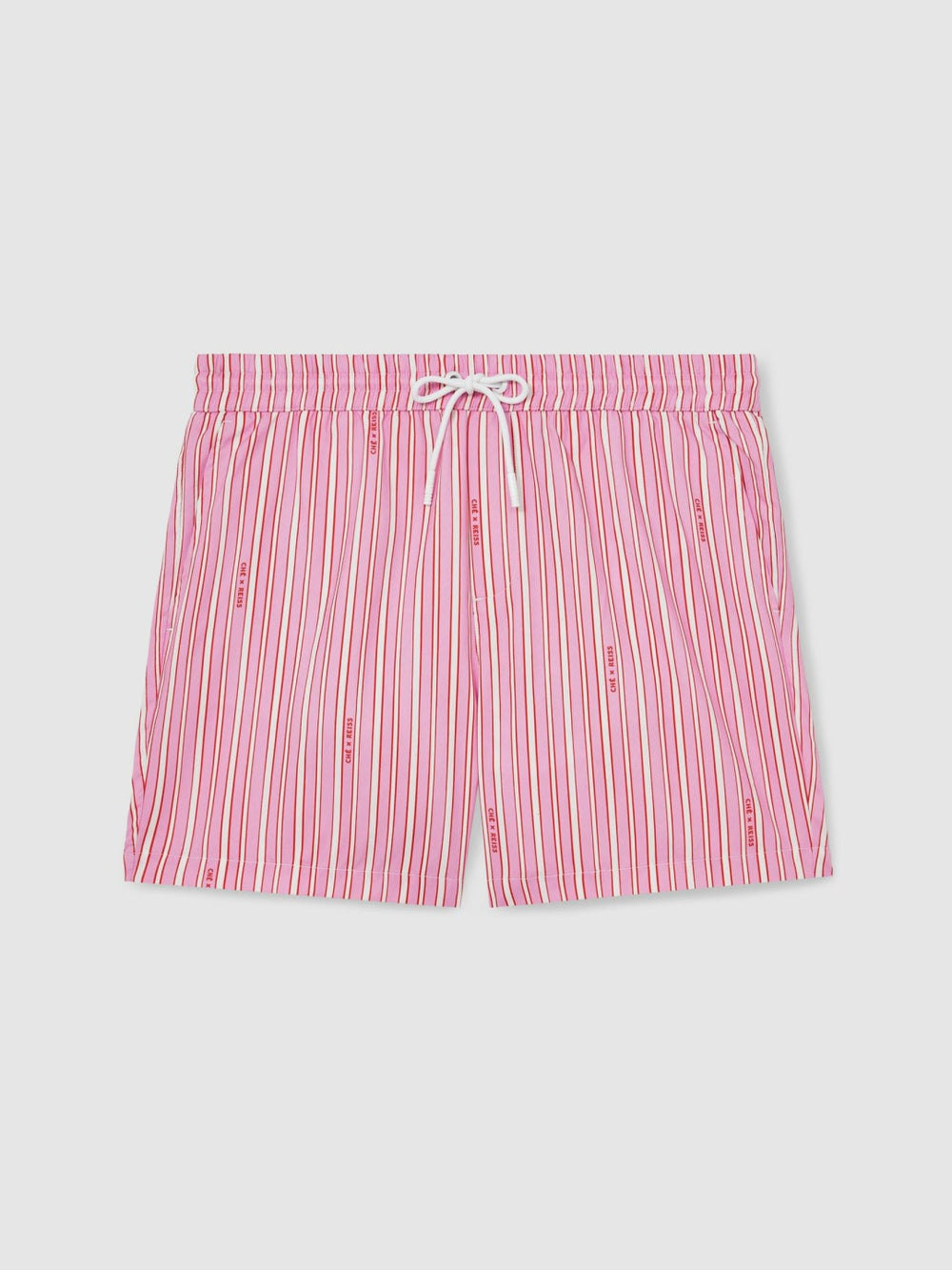 | Ché Stripe Swim Shorts in Pink/White | Reiss