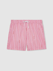 | Ché Stripe Swim Shorts in Pink/White | Reiss