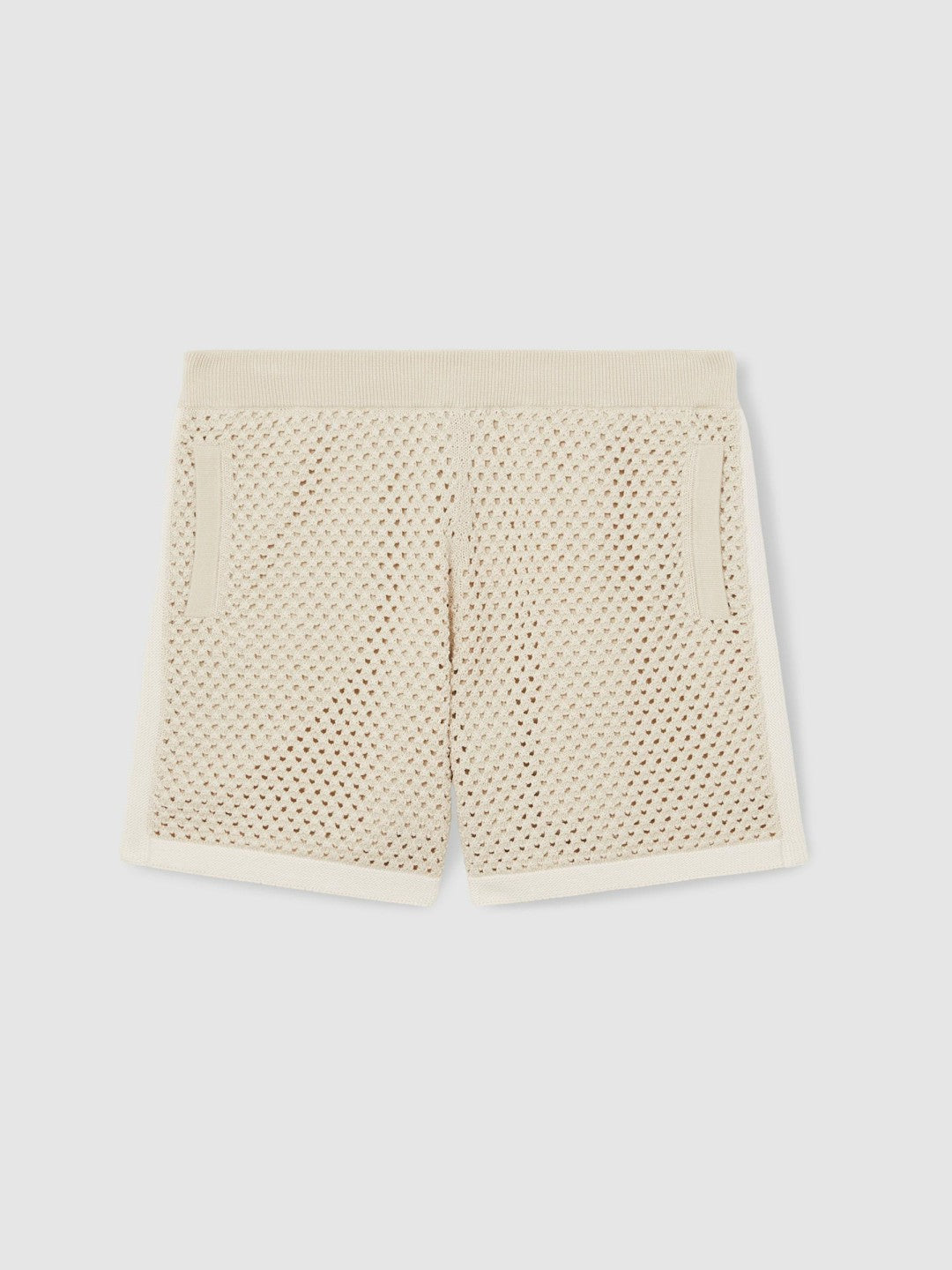 Cotton-Blend Crochet Shorts in Taupe/Off White | Reiss Near Me