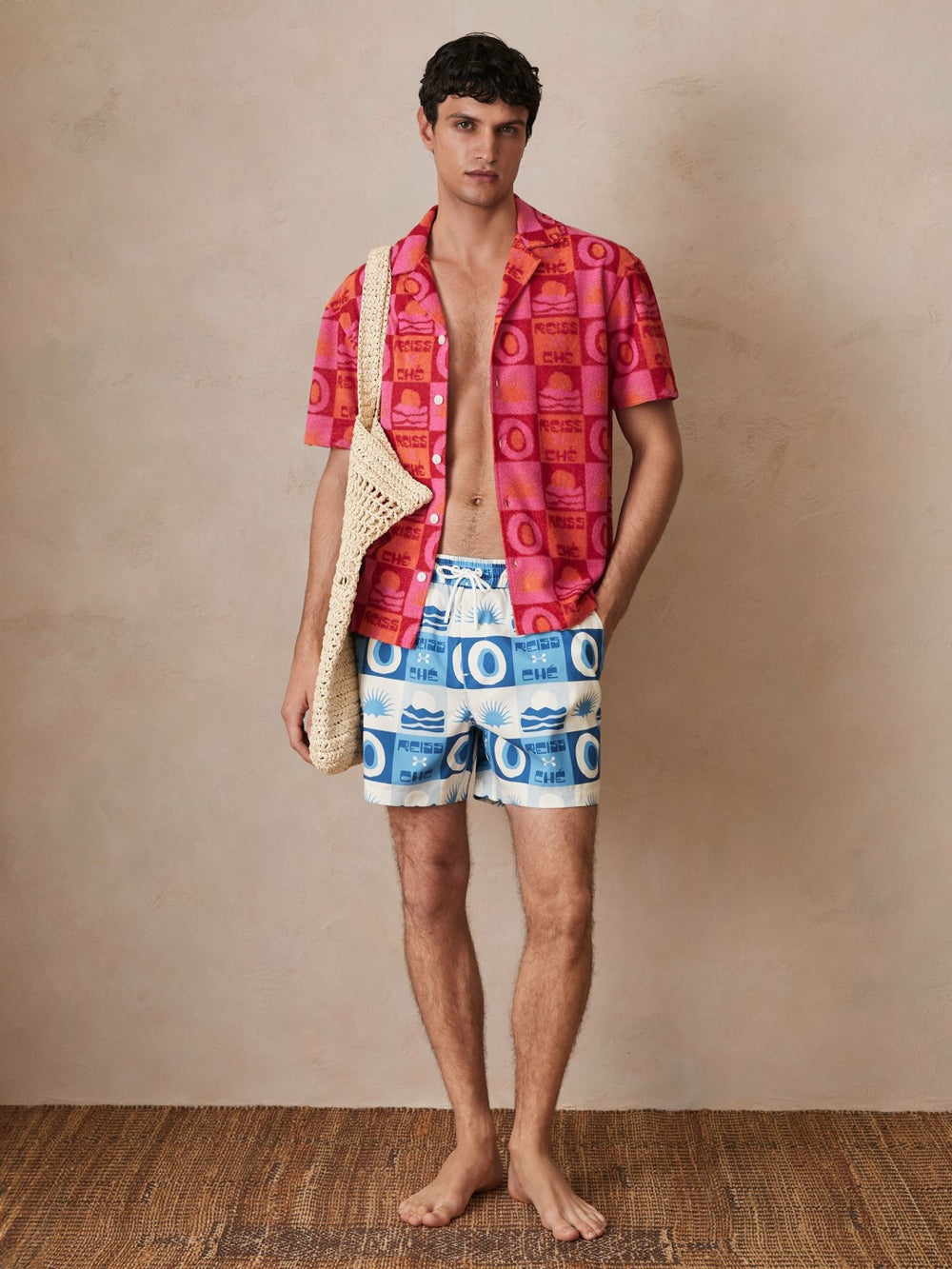 | Ché Sunset-Print Swim Shorts in Blue Multi | Reiss For Sale
