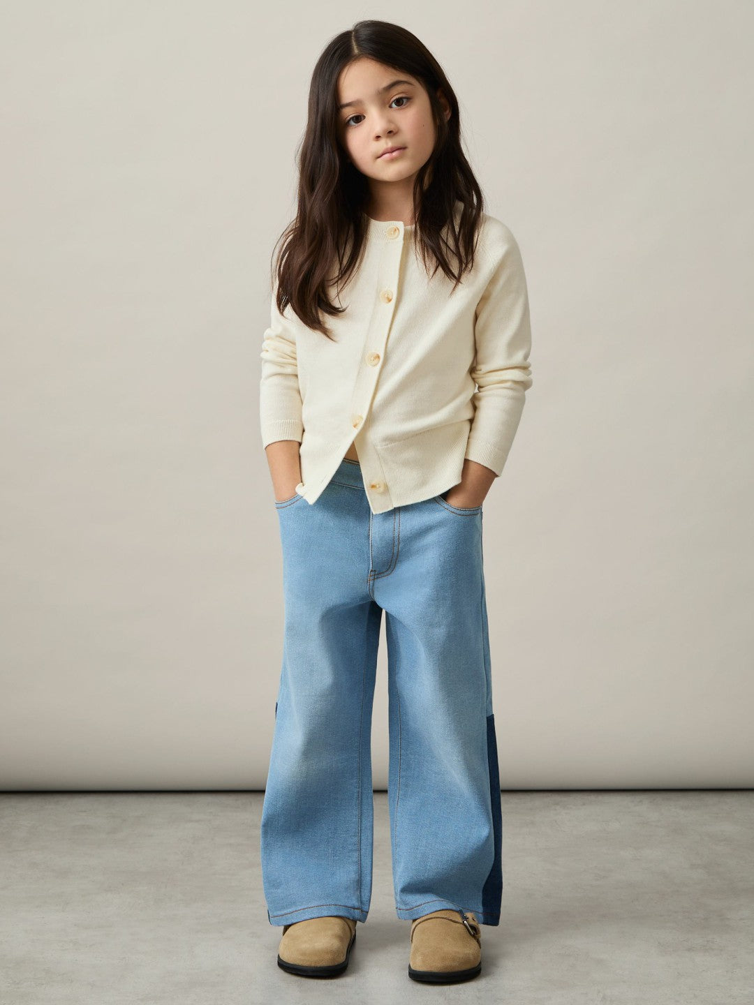 13-14 yrs Cotton Crew-Neck Cardigan in Ivory | Reiss USA