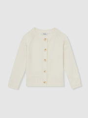 9-13 yrs Cotton Crew-Neck Cardigan in Ivory | Reiss Near Me