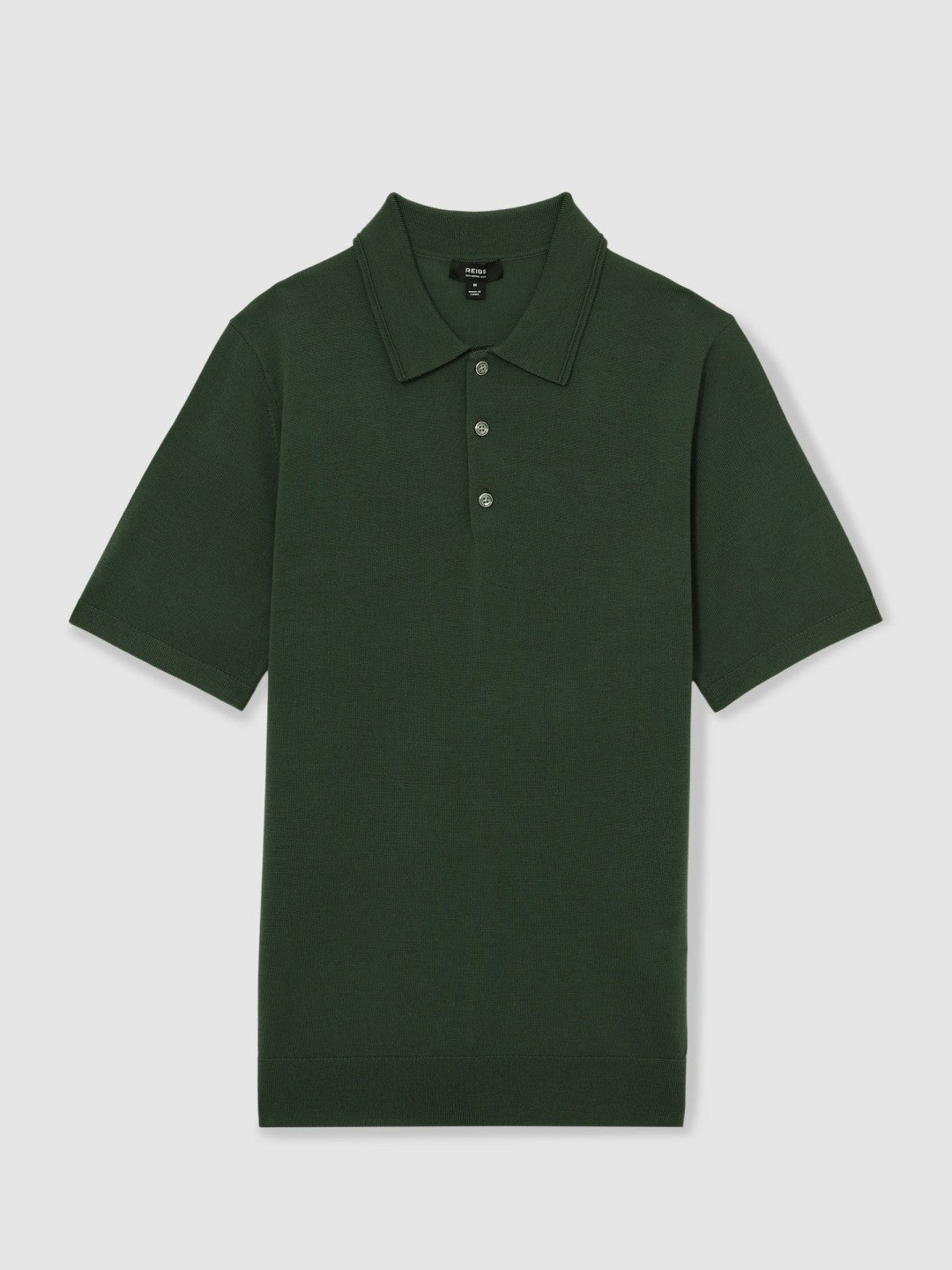 Merino Wool Short-Sleeve Polo Shirt in Kale Green | Reiss Sale