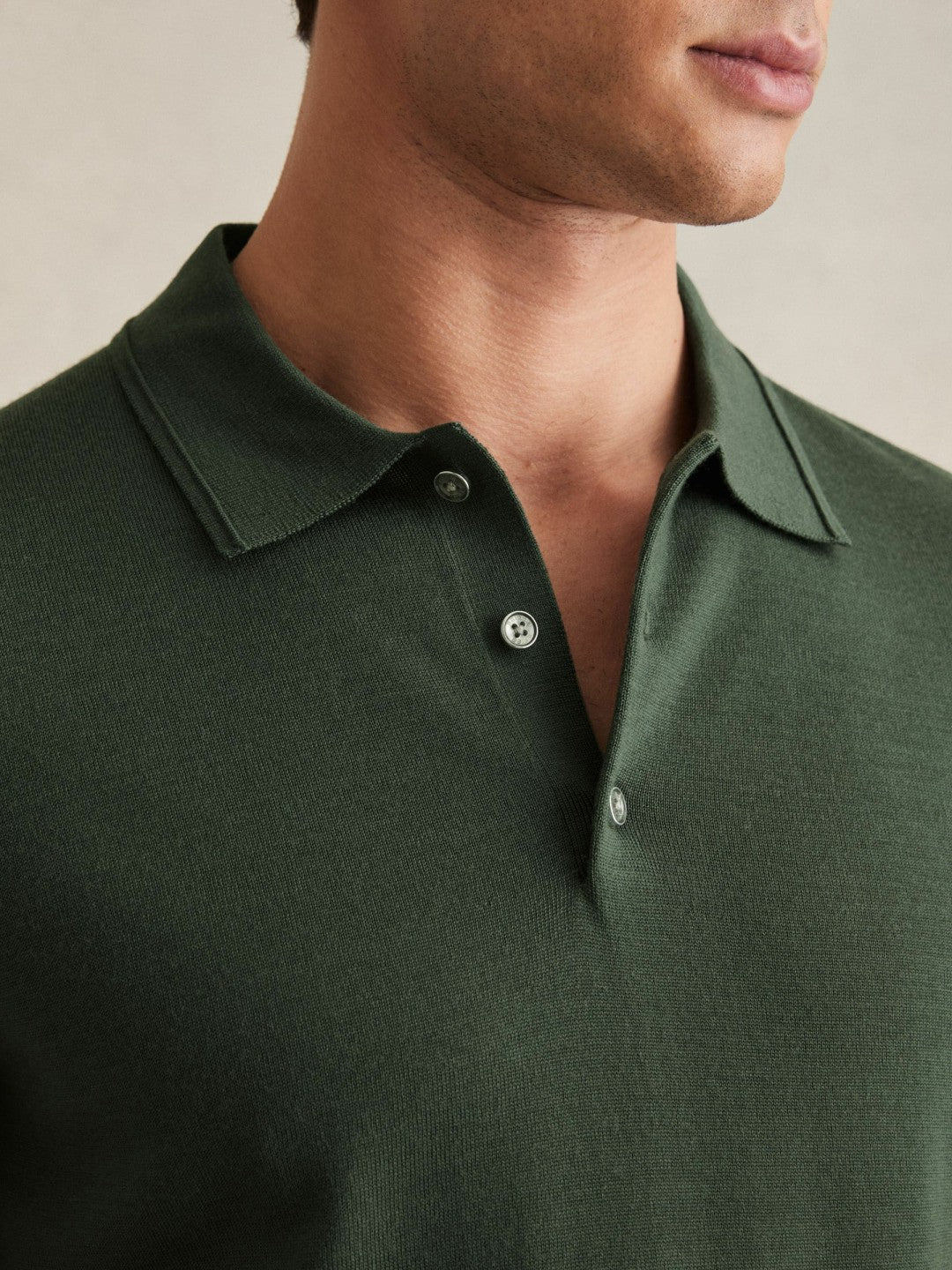 Merino Wool Short-Sleeve Polo Shirt in Kale Green | Reiss Sale