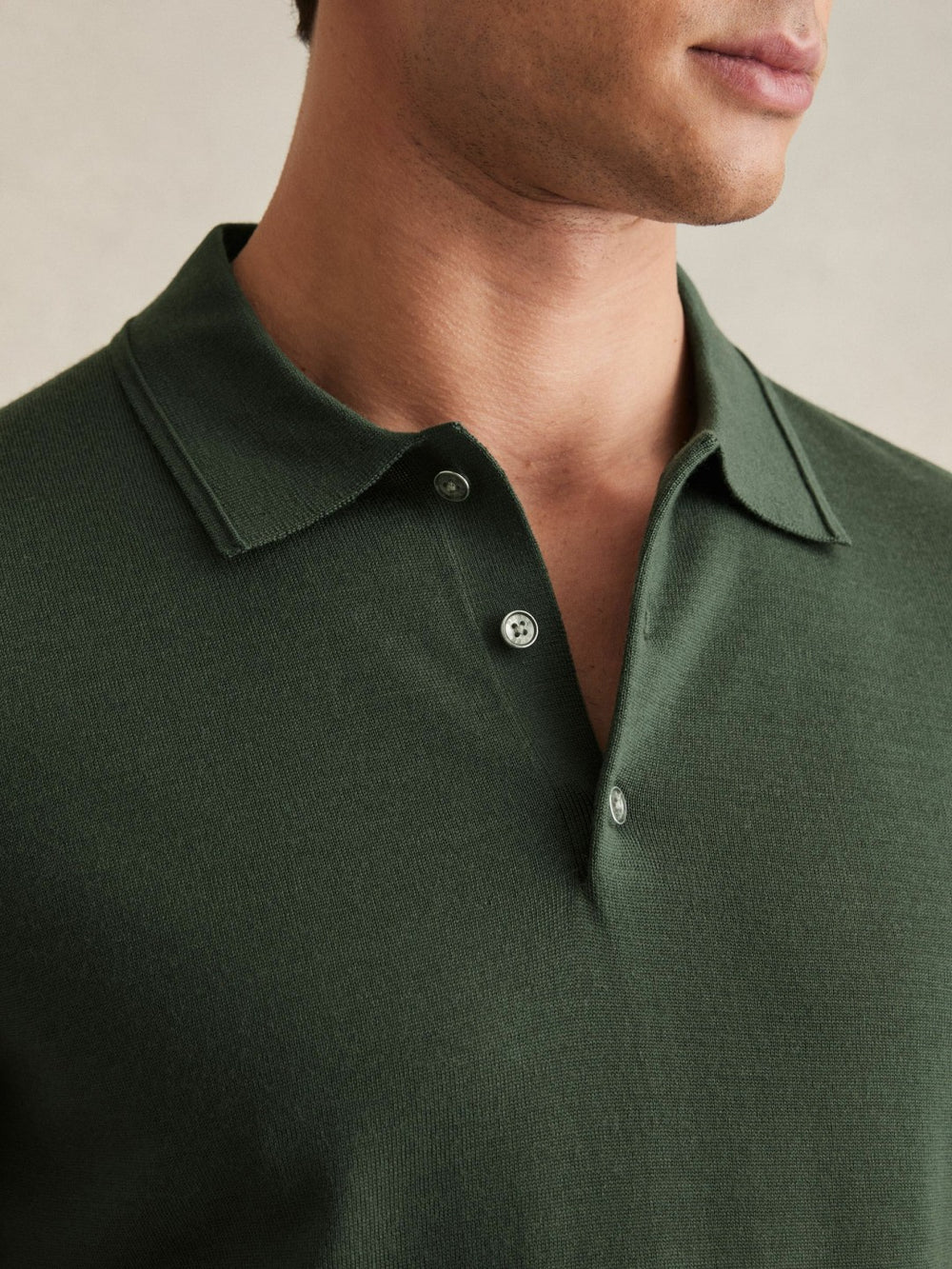 Merino Wool Short-Sleeve Polo Shirt in Kale Green | Reiss Sale