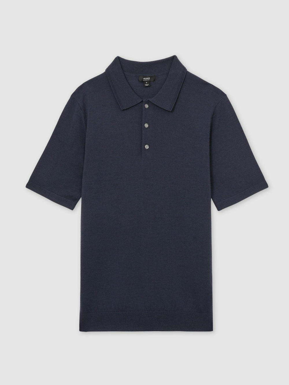 Merino Wool Short-Sleeve Polo Shirt in Midnight Navy | Reiss Near Me