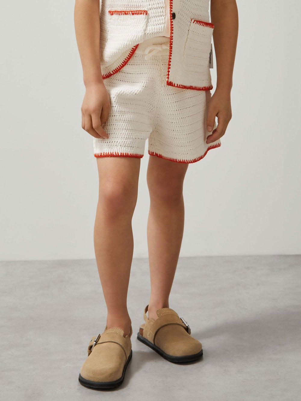 13-14 yrs McLaren F1 Team Crochet Shorts in Off White/Orange | Reiss US