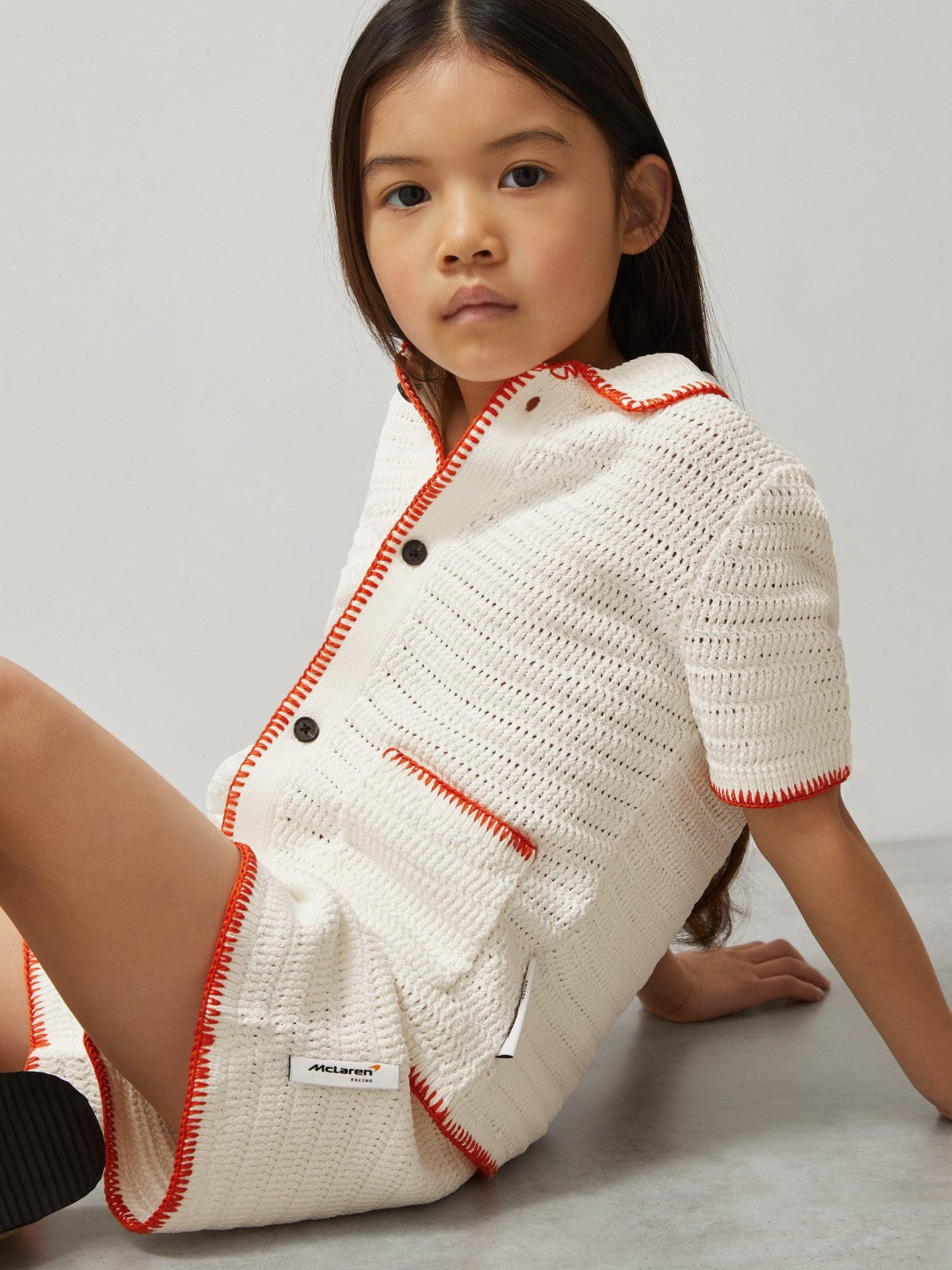 13-14 yrs McLaren F1 Team Crochet Shorts in Off White/Orange | Reiss US