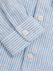 13-14 yrs Linen Cutaway Collar Shirt in Blue/White Stripe | Reiss Near Me